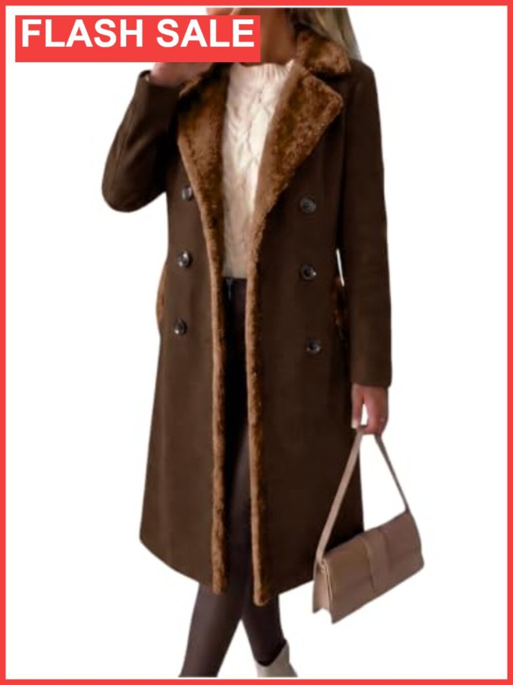 Wool Peacoat Double Breasted Long Trench Coat Notch Collar